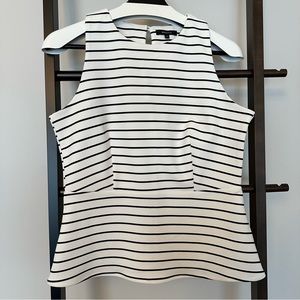 RW&Co White with Black Stripes Peplum Top